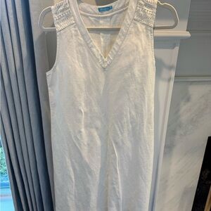 J. McLaughlin White Sleeveless V-Neck Sundress